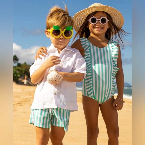 NEW! Kenny Flowers Kiddy Flowers The Lanai Ruffle One Piece UPF 50+ Girls SZ 10 - Picture 2 of 13